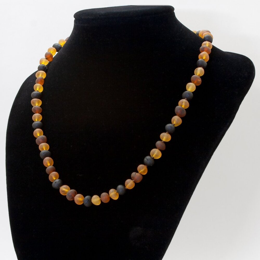 PREMIUM Large Beaded Amber Necklace, 11-13 mm Beads, Unpolished Baltic Amber